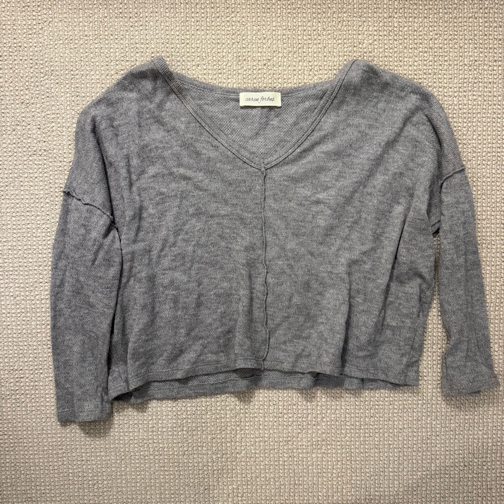 Caren Forbes Gray V-Neck Top